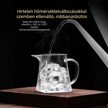 Vastagított üvegből készült teás pohár integrált szűrővel és elválasztóval, kis zöld mandarin tea készítő teáskanna, boroszilikát üveg