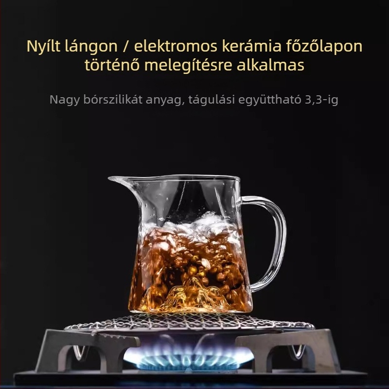 Vastagított üvegből készült teás pohár integrált szűrővel és elválasztóval, kis zöld mandarin tea készítő teáskanna, boroszilikát üveg