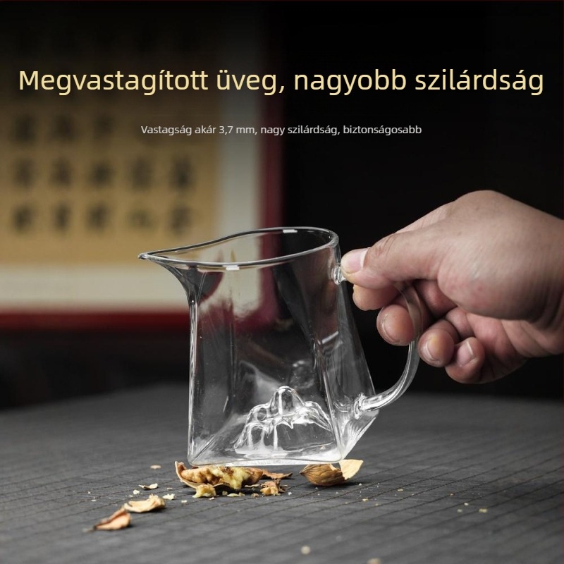 Vastagított üvegből készült teás pohár integrált szűrővel és elválasztóval, kis zöld mandarin tea készítő teáskanna, boroszilikát üveg