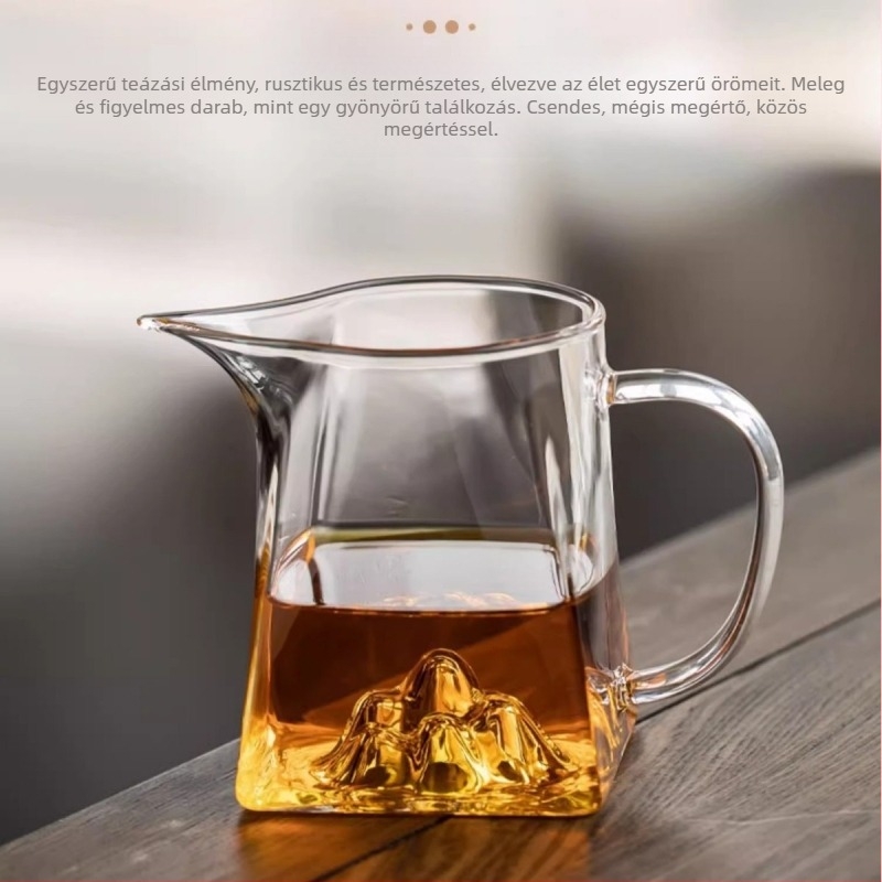Vastagított üvegből készült teás pohár integrált szűrővel és elválasztóval, kis zöld mandarin tea készítő teáskanna, boroszilikát üveg