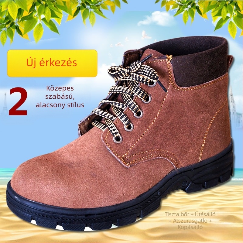 Izolált munkavédelmi bakancsok, magas szárú bőrt munkacipő ütés- és átszúrás elleni védelemmel, marhabőrből, melegített munka cipő tavaszra és nyárra