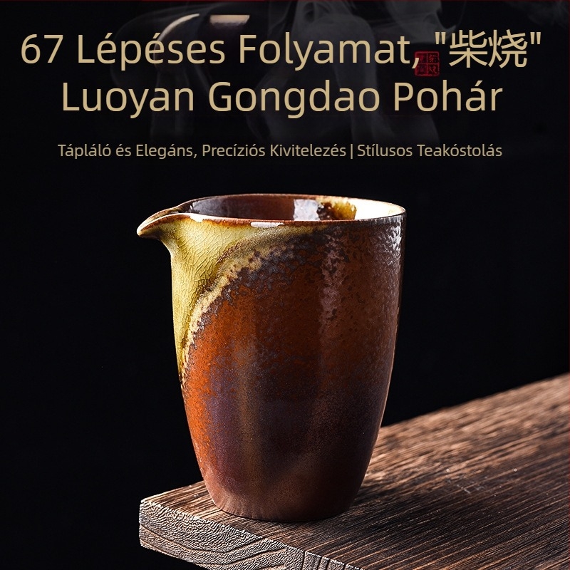 Kemencében égetett kerámia teáskészlet egyenlítő pohárral, teás osztóval és teás tálcával