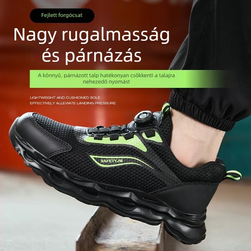 Férfi ultrakönnyű munkavédelmi cipő puha talppal és műanyag-acél orrtokkal, ütésálló és áthatolás elleni, kopásálló és piszoktól védett
