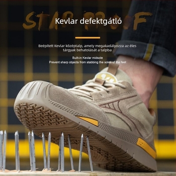 Férfi munkavédelmi cipő tavasz–ősz szezonra, acél toe, ütés- és perforáció elleni védelem, könnyű, puha talp, szigetelt munkavédelmi cipő