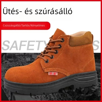 Férfi hegesztő munkavédelmi cipő, magas szárú, egész éves viselet, acél orr, égés elleni védelem, ütésálló, perforáció-ellenálló, csúszásmentes, szagtalanító