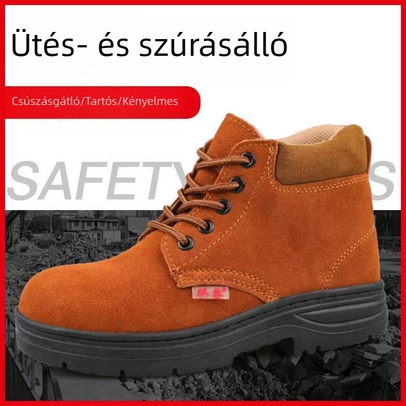 Férfi hegesztő munkavédelmi cipő, magas szárú, egész éves viselet, acél orr, égés elleni védelem, ütésálló, perforáció-ellenálló, csúszásmentes, szagtalanító