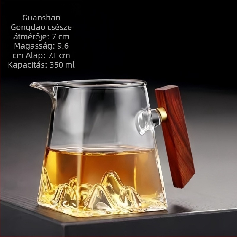 Fából készült fogantyúval ellátott üveg teáskészlet, minimalist stílus, nagy kapacitású tea infúzor