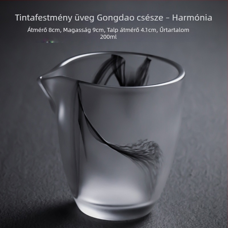 Nagy méretű hőálló üveg Gongfu teáskészlet tinta-glazúr felülettel, japán stílusú teáskannával és teáscsészékkel