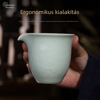 Kerámiából készült teaszűrő és osztó kung fu tea ceremóniához, tájképes mintázatú csésze