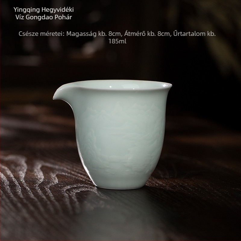 Kerámiából készült teaszűrő és osztó kung fu tea ceremóniához, tájképes mintázatú csésze