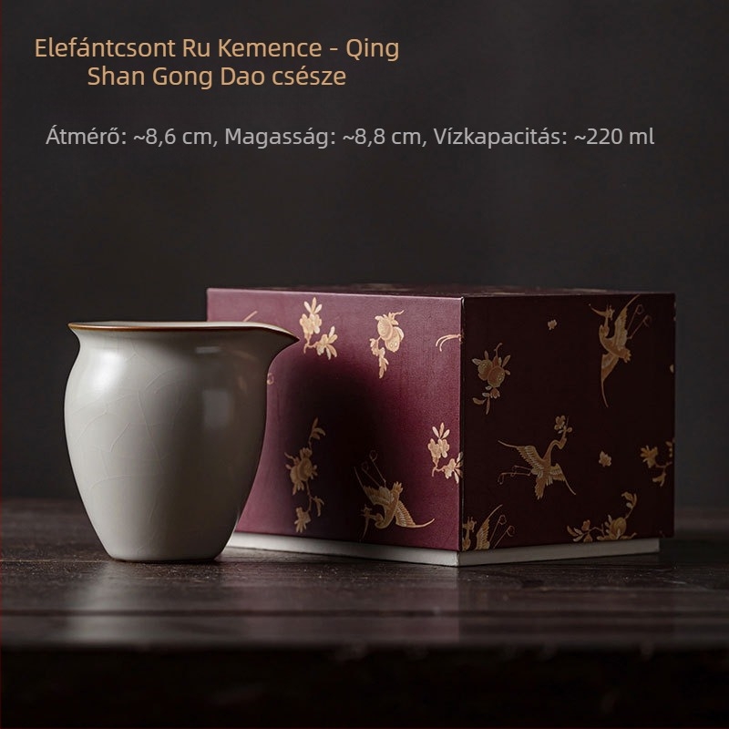 Retro Ru ware porcelán teáscsésze Kung Fu teához, glazúra repedéses, jégszerű, egyetlen kiöntéshez