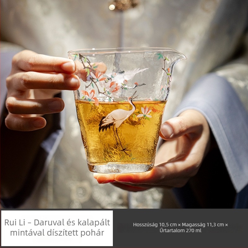 Wuxin Kollekció: Új kínai stílus, kalapált mintázat, hőálló átlátszó boroszilikat üveg, Fair Cup, teáskanna és elválasztó – Teáskészlet