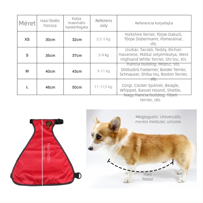 Pet It Corgi Belly Band – vízálló és szennyeződésálló kis testű kutyáknak, hím és nőstény
