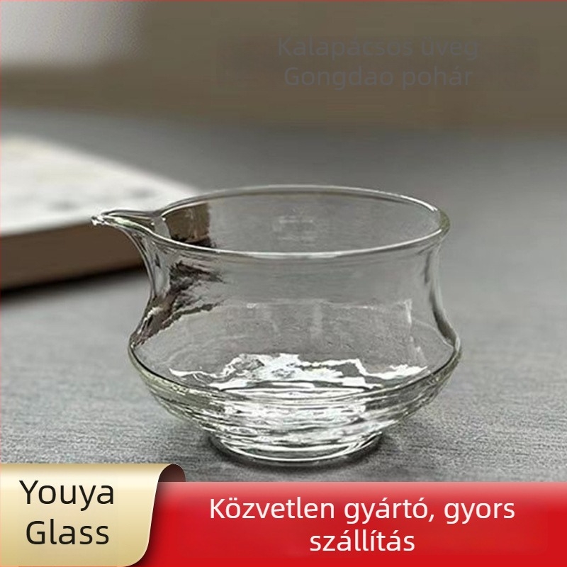 Kalapált üvegből készült teáscsésze irodai teelosztóval, magas boroszilikát üveg, kis méret