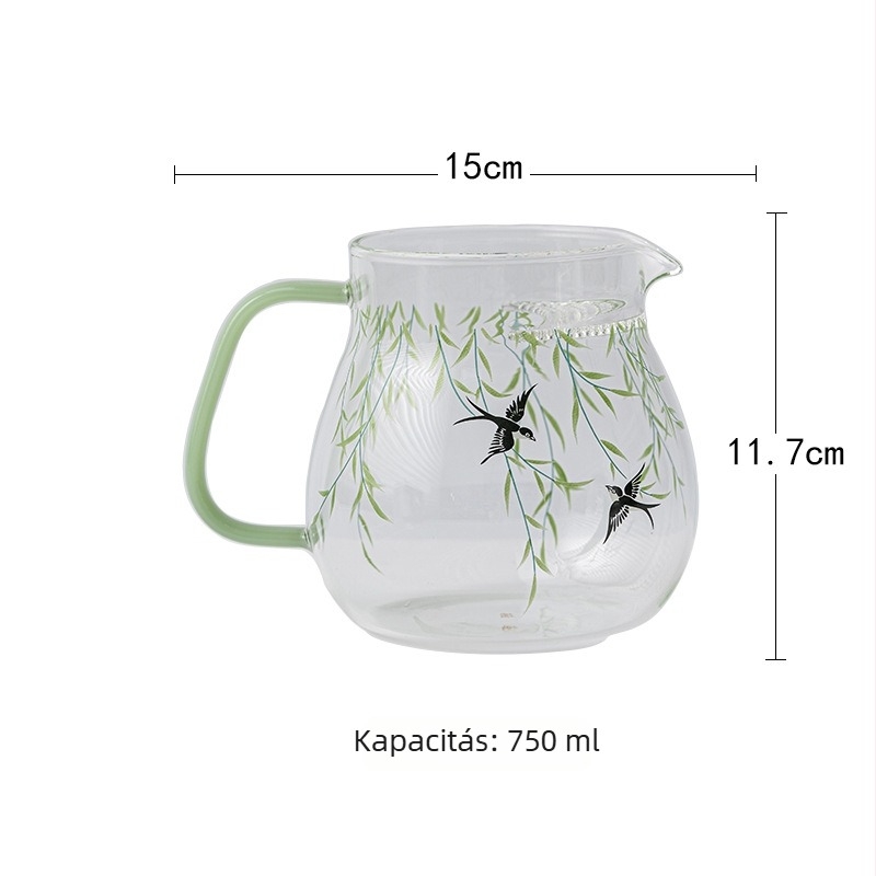Nagy kapacitású kerámiás teáskanna szűrővel, japán stílusú, zöld teához