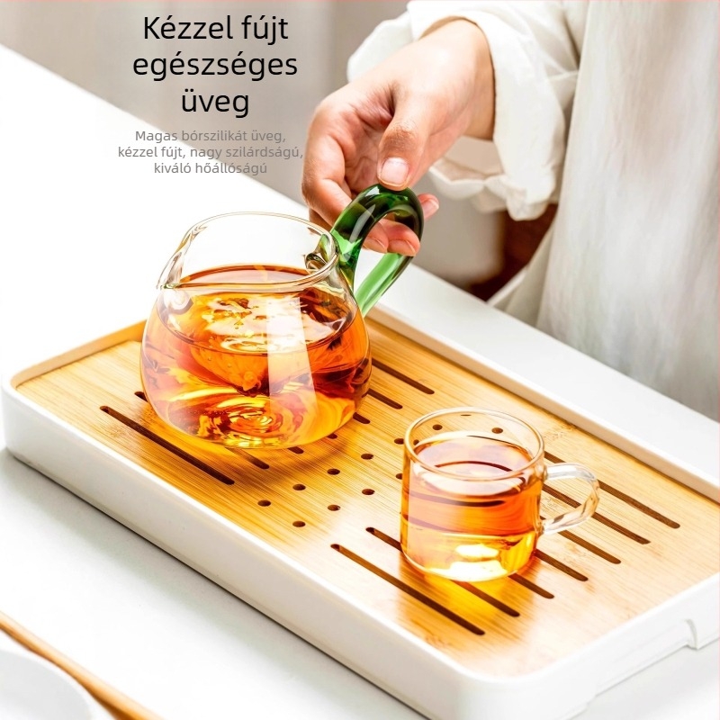 Vastagított üvegből készült teaosztó pohár szűrővel és fedővel, átlátszó japán stílusú teáskészlet-kiegészítő, hőálló infúziós szűrő