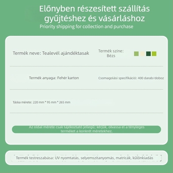 Tealevelekhez tartó kézitáska kartonos csomagolással, ajándéktáska