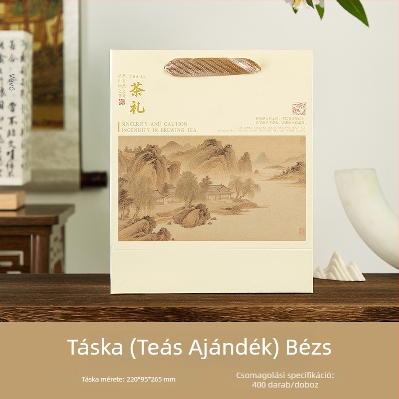 Tealevelekhez tartó kézitáska kartonos csomagolással, ajándéktáska