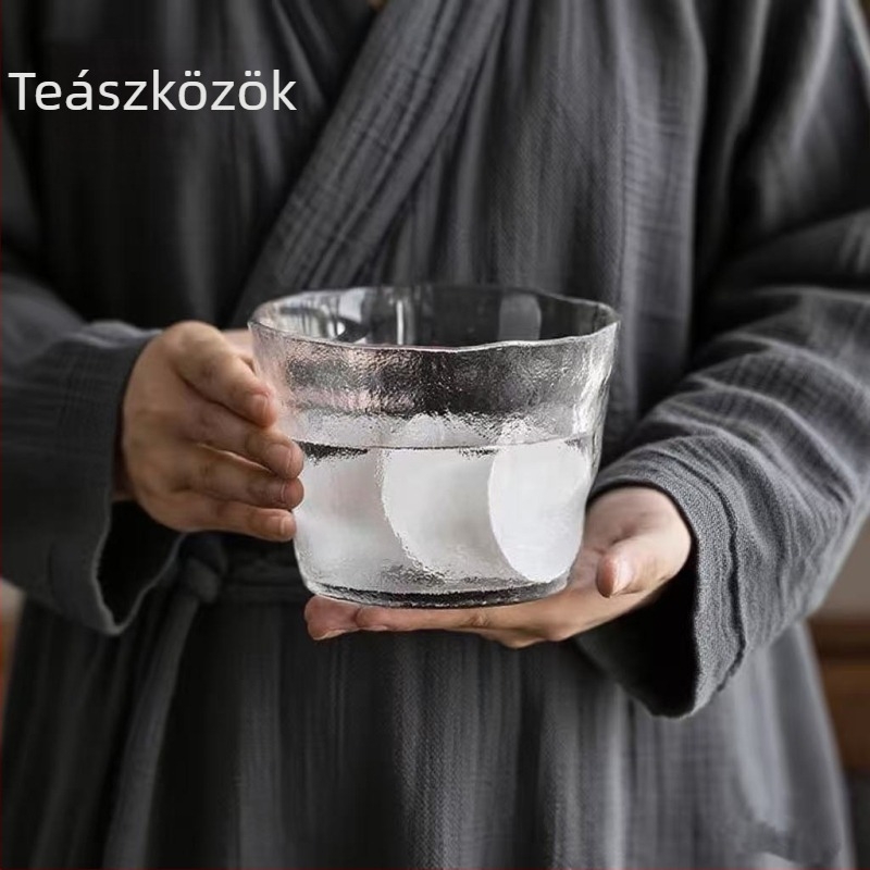 Hőálló boroszilikát üvegből készült tea mosókészlet mosómedencével és teáscsésze tisztítóval, japán stílusú, kis otthoni teáskészlet