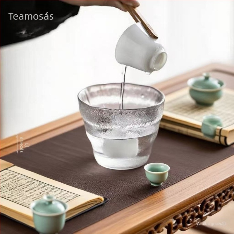 Hőálló boroszilikát üvegből készült tea mosókészlet mosómedencével és teáscsésze tisztítóval, japán stílusú, kis otthoni teáskészlet