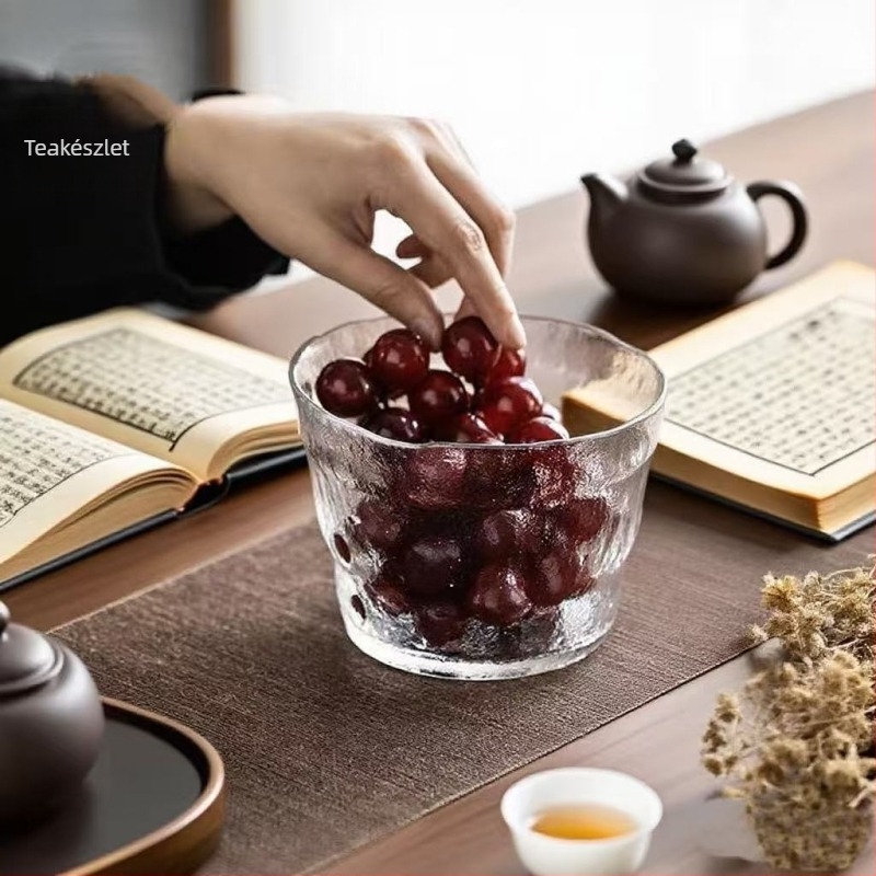 Hőálló boroszilikát üvegből készült tea mosókészlet mosómedencével és teáscsésze tisztítóval, japán stílusú, kis otthoni teáskészlet