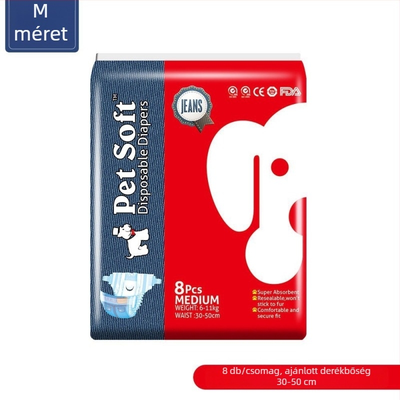 Petsoft Denim kutya pelenkék nőstény kutyáknak - nem szőtt anyag, menstruációs/fiziológiai nadrágok