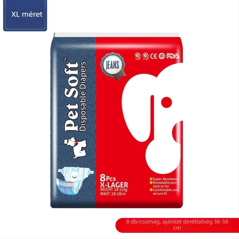 Petsoft Denim kutya pelenkék nőstény kutyáknak - nem szőtt anyag, menstruációs/fiziológiai nadrágok