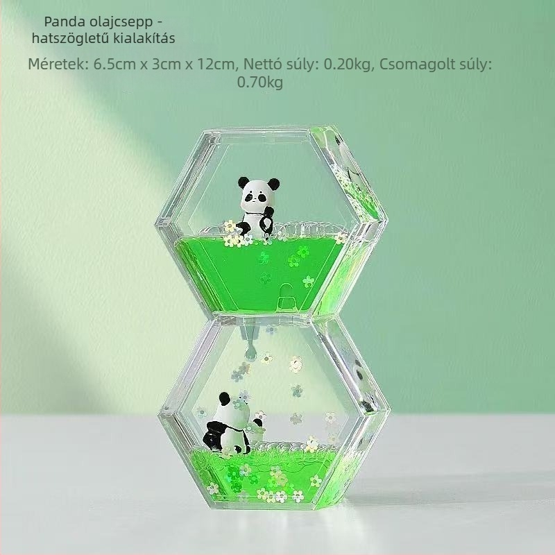 Aranyos Panda olajcseppes homokóra — asztali dekoráció, skandináv stílusú, ajándék gyermekeknek