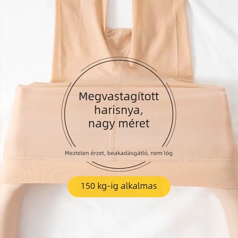 Plusz méretű női harisnya tavasz-őszre, vékony, anti-szakadás, természetes nude szín, csúszásmentes a redőnél