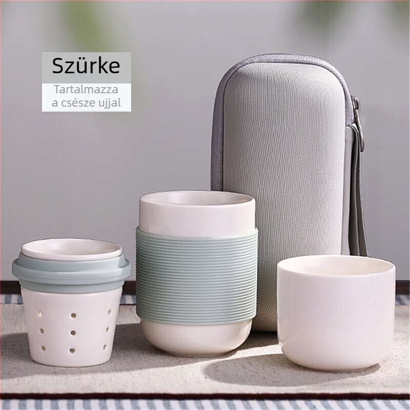 Gongfu teáskészlet utazáshoz – mini csésze csontporcelánból 1–2 fő részére