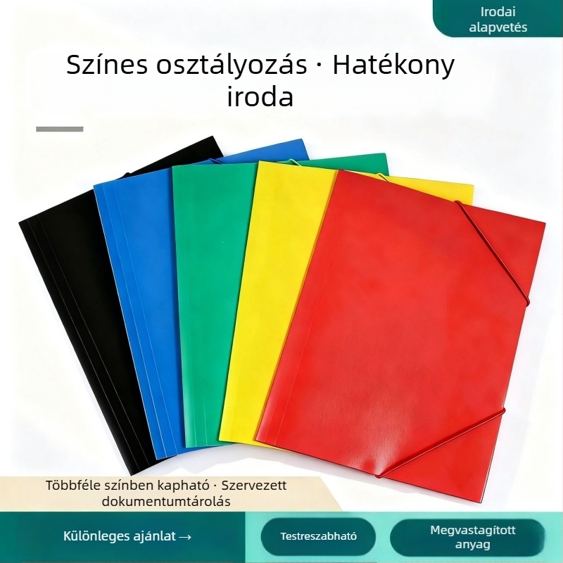 Átlátszó A4-es mappa twill elasztikus pánttal, modell 988, egyszínű, matt felület