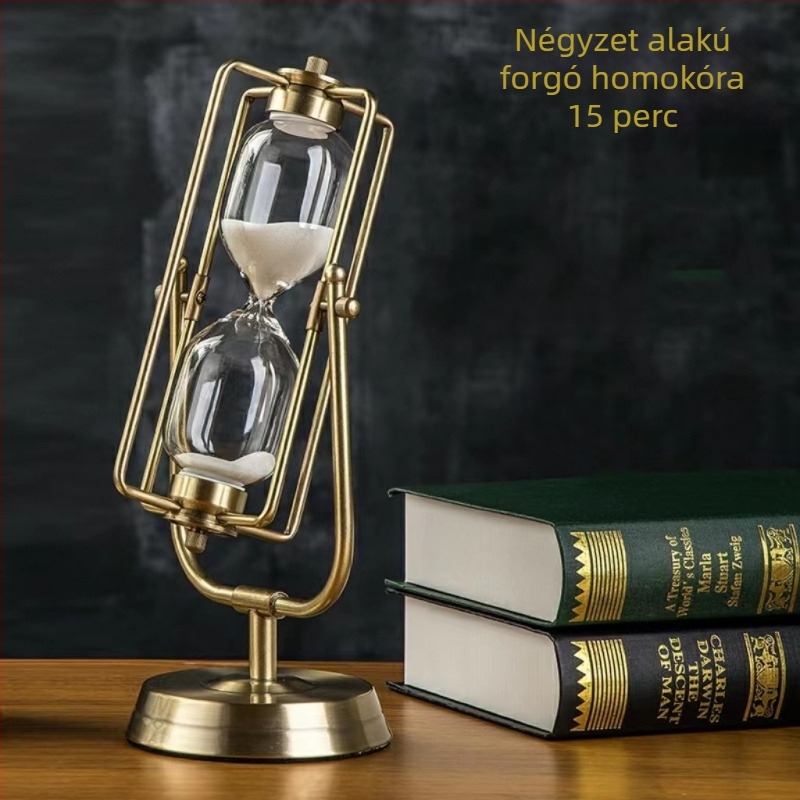 Kreatív fém homokórás időmérő, 15 perc, íróasztal és tanuló szoba dekoráció, otthoni dísz, ajándék barátoknak