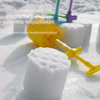 Gyerekeknek szóló készlet hógolyó készítésére és strandjátékokra: hógolyó-formázó, homokozó ásó, homokóra és strandvödör
