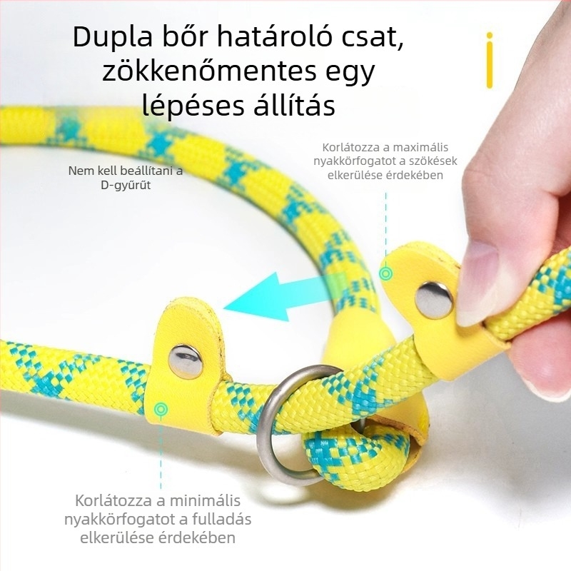 P-Chain anti-drag edzőpóráz kutyáknak, nylonból, állítható, kicsi- és nagytestű fajtákhoz (Golden Retriever, Border Collie)