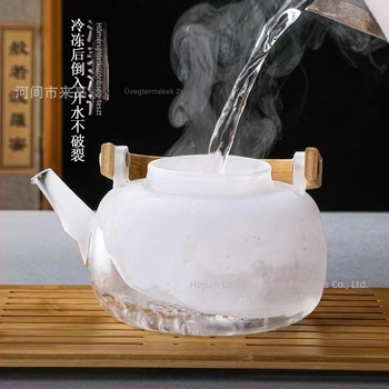 Üvegből készült teáskanna fogantyúval, hőálló a tea főzéséhez, Pu'er és fehér tea számára, új kínai stílusú teáskészlet
