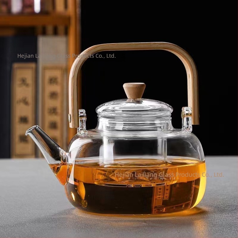 Üvegből készült teáskanna fogantyúval, hőálló a tea főzéséhez, Pu'er és fehér tea számára, új kínai stílusú teáskészlet