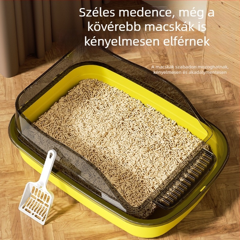 Megvastított félig zárt macskaalom-tál, túlméretes méretben, macskáknak és kiscicáknak