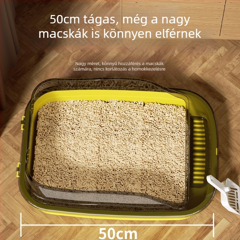 Megvastított félig zárt macskaalom-tál, túlméretes méretben, macskáknak és kiscicáknak