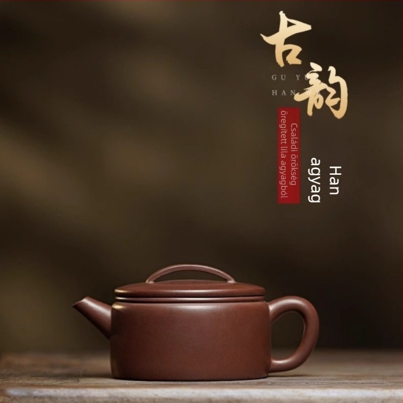 Yixing autentikus lila agyag teáskanna, prémium minőség, modern minimalista stílus, otthoni használatra, ajándékdobozban
