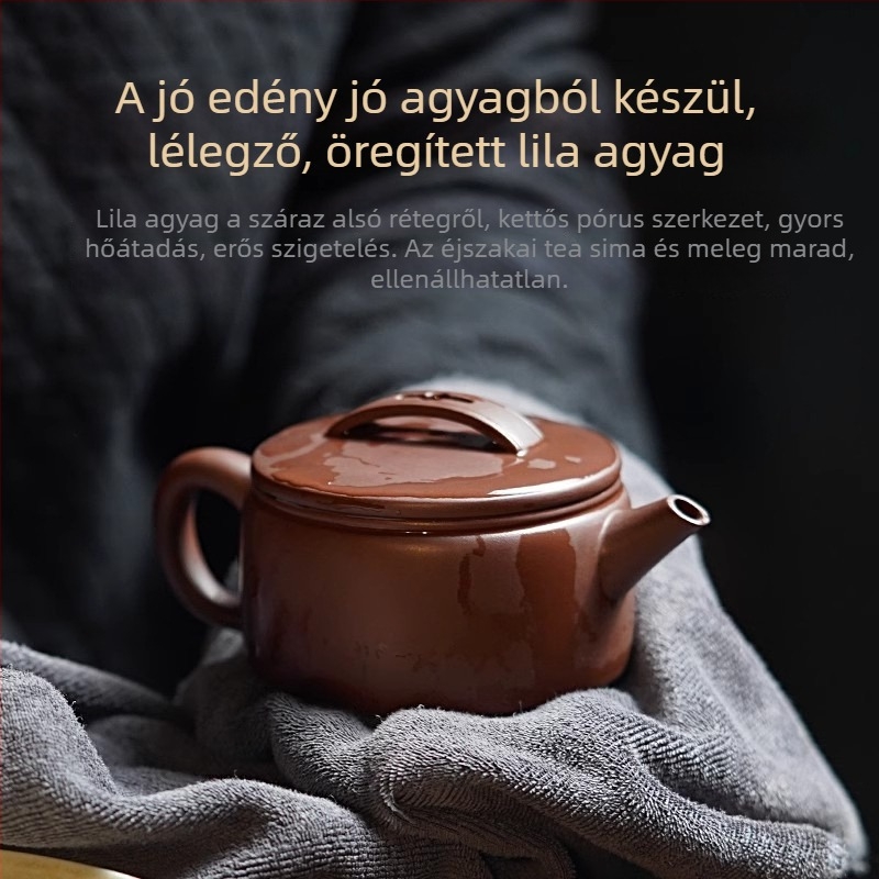 Yixing autentikus lila agyag teáskanna, prémium minőség, modern minimalista stílus, otthoni használatra, ajándékdobozban