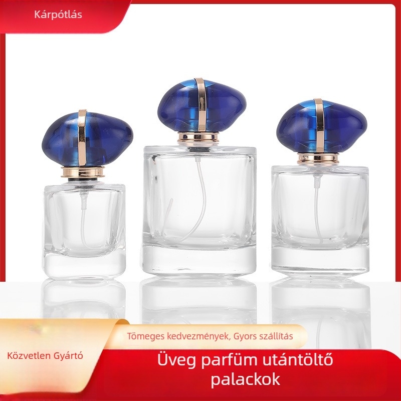 30 ml-es üveg parfümös flakon permetezővel, üres kozmetikai flakon, hordozható prémium kialakítás