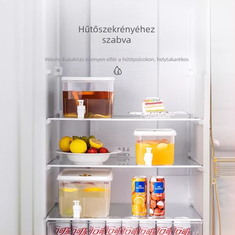 Hideg víz kanna csappal hűtőbe helyezhető, otthoni citromos gyümölcs teáskanna, nyári hideg víz palack, könnyű luxus