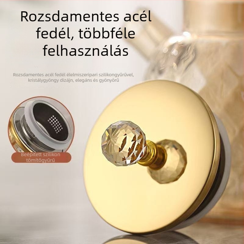 Vastagfalú üveg hidegvíz-kanna otthoni használatra, nagy kapacitású, ideális gyümölcsléhez, hideg italokhoz és teához, Amber Diamond dizájn