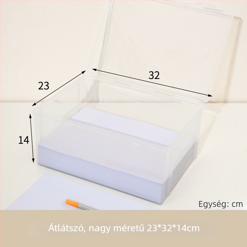 Átlátszó A4-es papírtároló doboz irodai asztalhoz – papír- és dokumentum szervező