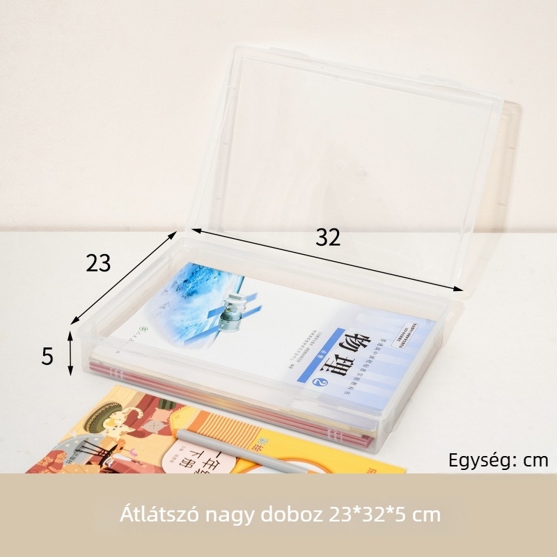 Átlátszó A4-es papírtároló doboz irodai asztalhoz – papír- és dokumentum szervező