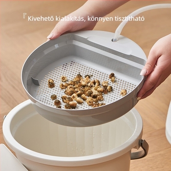 Kínai tea ceremónia kiegészítői: fehér műanyag teázó tálca drenázssal, tealevél-maradvány tartály, kis otthoni teás tartály