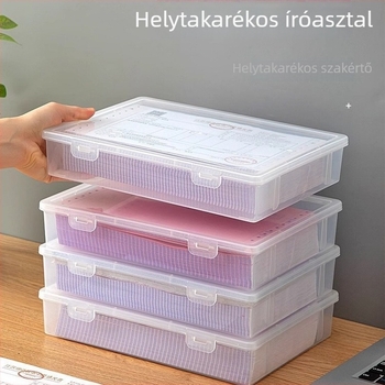 Dokumentumtároló doboz otthoni asztali használatra, átlátszó rendező A4/A5