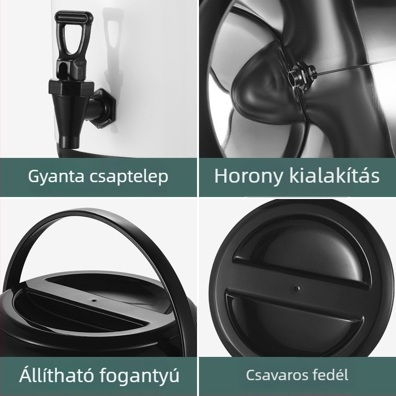 Fehér zománcolt rozsdamentes acélból készült italos tartály, nagy kapacitású, tejes-tea, szója tej és kávé számára, háromrétegű szigetelés, kereskedelmi használatra