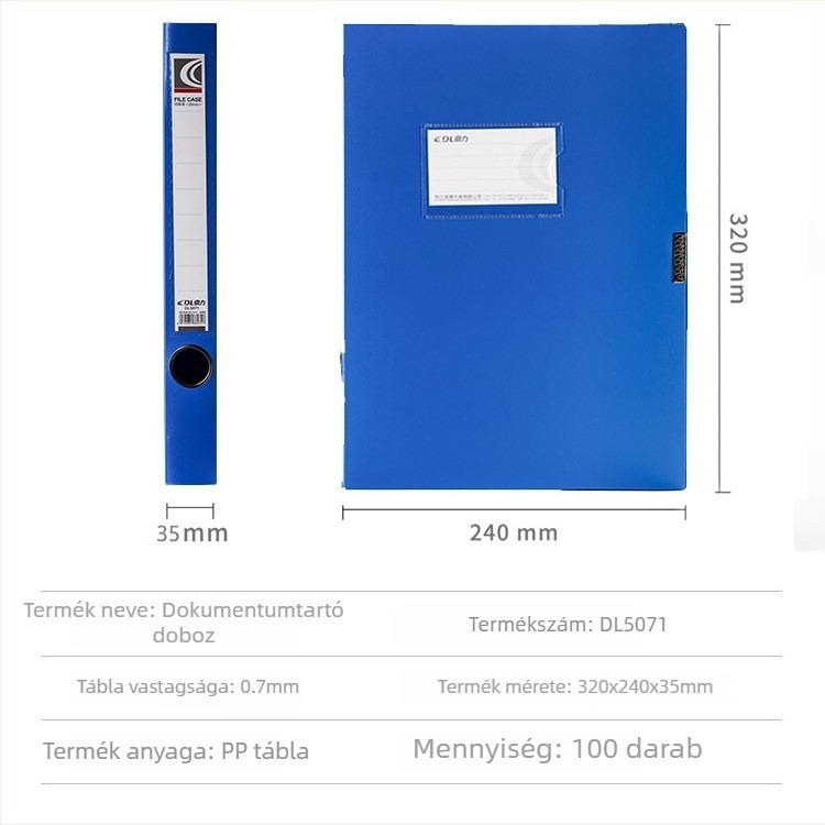 A4-es PVC fájldoboz, összecsukható dokumentum rendező, 55 mm mappa