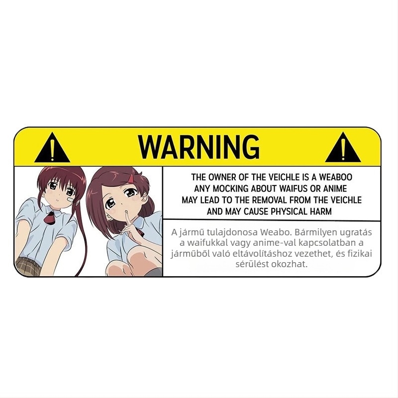 13 cm-es szórakoztató autómatrica – figyelmeztető pillantás, anime vinil ablakkal
